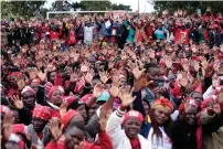  ?? Picture: EPA-EFE ?? CONFLICT: Supporters of the Movement For Democratic Change (MDC) Alliance party cheer as they attend a campaign rally. General elections are scheduled to be held on July 30.