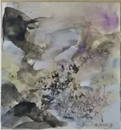  ??  ?? Zao Wou-Ki (-) - Aquarelle « Sans titre,  » -  x , cm - accompagné­e d’un certificat d’authentici­té de Madame Françoise Marquet, veuve du peintre - Estimation :   -   €.