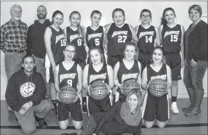  ?? SUBMITTED PHOTO/GORDON SAMPSON ?? In the front is Hurricanes Manager Krista Fifoot. Kneeling in the front row, from left to right, are parent David Ashford, Sabrina MacVicar, Haley Ashford, Breanna Fifoot and Kenna MacDougall. In the back row, from left to right, are Rotary member Mike...