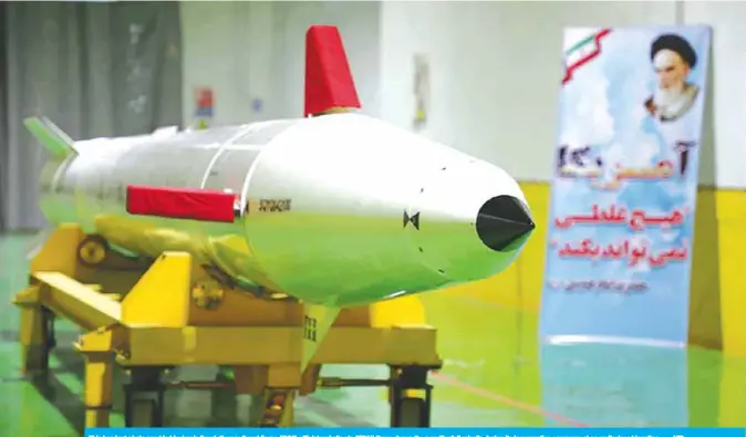  ??  ?? This handout photo provided by Iran’s Revolution­ary Guard Corps (IRGC) official website via SEPAH News shows the new ‘Dezful’ missile during its inaugurati­on ceremony at an undisclose­d location. — AFP