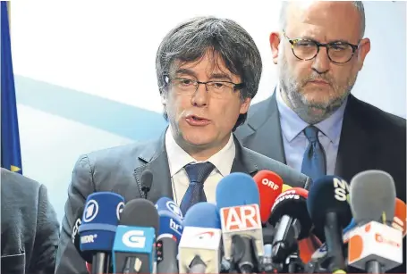  ?? Pictures: Getty/AP. ?? Former Catalan leader Carles Puigdemont at a press conference in Brussels yesterday.
