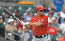  ?? JULIO CORTEZ ?? FILE - In this Tuesday, March 10, 2020, file photo, Washington Nationals’ Ryan Zimmerman waits for a pitch from Miami Marlins pitcher Caleb Smith during the first inning of a spring training baseball game, in Jupiter, Fla.