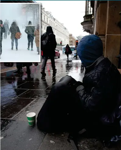  ??  ?? People who are sleeping on the streets in Glasgow city centre are frightened of the impact of another cold winter, inset
Pictures: Colin Mearns