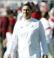  ??  ?? Alabama offensive coordinato­r Steve Sarkisian will remain with the Crimson Tide for the national championsh­ip game before officially beginning his duties as Texas head coach.