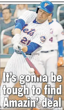  ??  ?? RUNNING OUT OF CHANCES: The Mets’ best chance to deal Lucas Duda (above) may have went out the door when the Yankees dealt for Todd Frazier, writes Post columnist Ken Davidoff.
