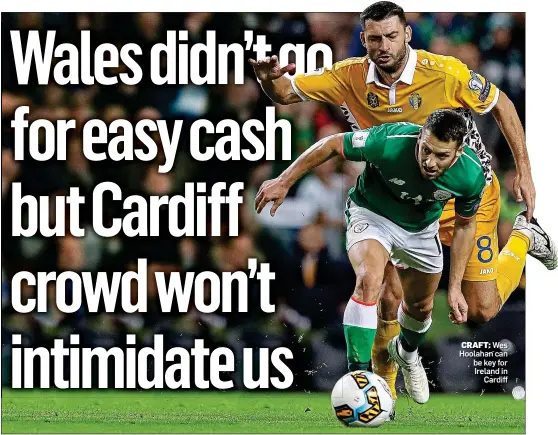  ??  ?? CRAFT: Wes Hoolahan can be key for Ireland in Cardiff