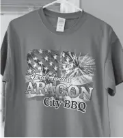  ??  ?? Aragon BBQ t-shirts are on sale now for $7 at Aragon City Hall through Friday.