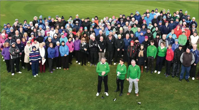  ??  ?? The Tralee Golf Club 2019 Captains’ Drive-In at Barrow took place as over 300 members arrived onto the course . Pictured Jean Kelly (President) , Nula Mann (Lady Captain) and John O’Brien (Captain)