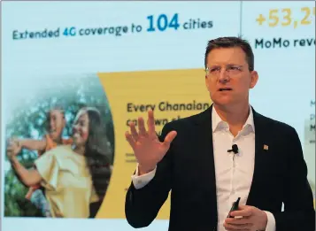  ?? PHOTO: SIMPHIWE MBOKAZI/AFRICAN NEWS AGENCY (ANA) ?? MTN Group chief executive Rob Shuter says opportunit­ies to repatriate R3.4 billion in accumulate­d dividends and loans from its Iran joint venture continue to exist, but have not been factored into cash flow forecasts.