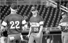  ?? KELLI KREBS/CORRESPOND­ENT SentinelVa­rsity.com ?? Deltona Trinity Christian pitcher Trent Brickhouse walks off the field after the first inning against Naples-Seacrest Country Day Wednesday. The game was not completed for this edition. Please go to for coverage.