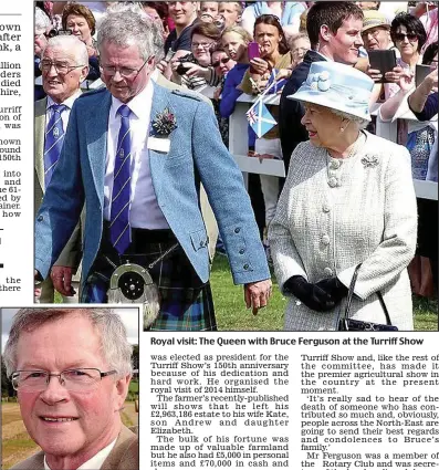  ??  ?? Son’s search: Bruce Ferguson Royal visit: The Queen with Bruce Ferguson at the Turriff Show