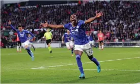  ?? Photograph: Plumb Images/Leicester City/ Getty Images ?? Ricardo Pereira celebrates his late winner.