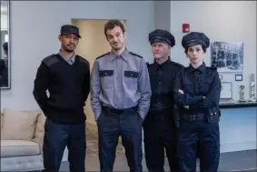  ?? DOUGLAS C. LIEBIG PHOTO ?? From left: Jonathan Louis Dent, Kenny Toll, Mark W. Soucy and Sarah Baskin in “Lobby Hero.”