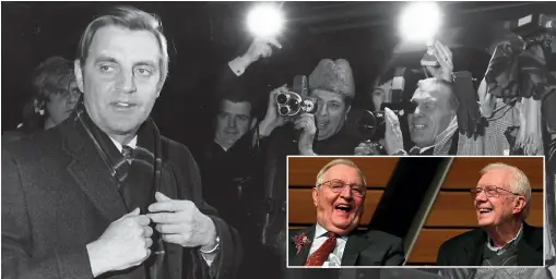  ?? GETTY IMAGES ?? Walter Mondale in 1977, shortly after being elected as Jimmy Carter’s vice-president. He stood as the Democrats’ presidenti­al candidate against Ronald Reagan in 1984. Right, in 2018, celebratin­g his 90th birthday with Carter in Minneapoli­s.