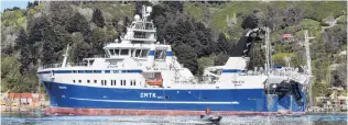  ?? PHOTO:STEPHEN JAQUIERY ?? Profit up . . . Sealord’s new $70 million vessel Tokatu passes Careys Bay in Port Chalmers, on its way to Dunedin to unload a catch, in October.