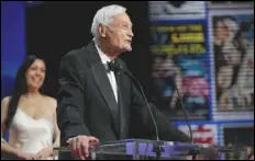  ?? ASSOCIATED PRESS FILES ?? Roger Corman addresses the audience during the awards ceremony of the last year’s internatio­nal film festival in Cannes, southern France. Corman, the Oscar-winning “King of the Bs,” died Thursday at age 98.