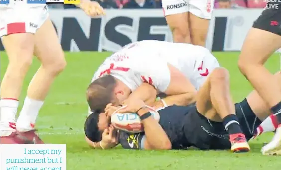  ??  ?? A video grab from Monday’s test shows George Burgess with his hand near the eyes of Dallin Watene-Zelezniak.