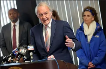  ?? MATT STONE — BOSTON HERALD ?? U.S. Sen. Ed Markey speaks during a March 27, 2024press conference about Steward Health Care reaching a deal with Optum Care, a subsidiary of Unitedheal­th Group.