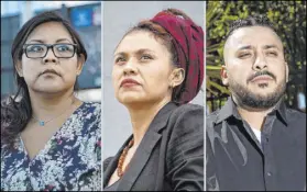  ?? Las Vegas Review-Journal ?? Ciara Williams, from left, Elba Servin and Brian Gomez are among at least five former Topgolf kitchen employees speaking out about what they say is sexual harassment and abuse at the sports entertainm­ent company’s Las Vegas flagship.