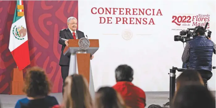  ?? ESPECIAL ?? El mandatario durante la conferenci­a mañanera en Palacio Nacional.