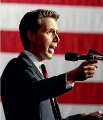  ??  ?? Republican Josh Hawley is standing as a Senate candidate in Missouri. Donald Trump has been focusing on the Senate with his rallies.