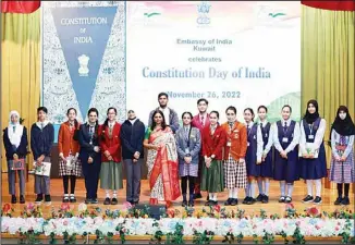  ?? ?? Chargé d’Affaires Smt. Smita Patil poses for a photo with students.