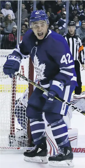  ?? VERONICA HENRI / POSTMEDIA NEWS ?? Trevor Moore, a member of the Calder Cup champion Toronto Marlies last season, deserved time with the big guns this week in the eyes of Leafs coach Mike Babcock.