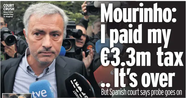 ??  ?? COURT CRUSH Mourinho yesterday in Madrid