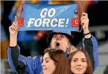  ?? PHOTO: GETTY IMAGES ?? A spectator shows her support for the Western Force during The Rugby Championsh­ip match between the Wallabies and South Africa in Perth earlier this year.