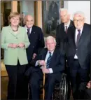  ?? PHOTO: ALAMY ?? Angela Merkel, Lord Weidenfeld, Helmut Schmidt, Richard von Weizsaecke­r, and Henry Kissinger