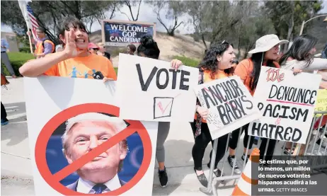  ?? GETTY IMAGES ?? Se estima que, por lo menos, un millón de nuevos votantes hispanos acudirá a las urnas.