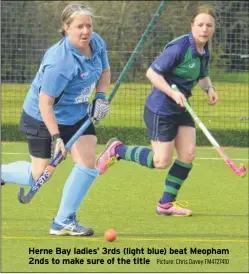  ?? Picture: Chris Davey FM4727410 ?? Herne Bay ladies’ 3rds (light blue) beat Meopham 2nds to make sure of the title