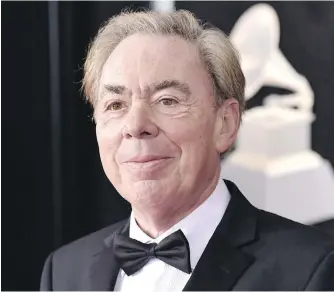  ?? EVAN AGOSTINI, INVISION/AP ?? Andrew Lloyd Webber arrives at the Grammys in New York in January. Webber's memoir, Unmasked, is being published this month, as well as a four-CD collection of his songs.