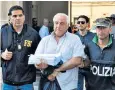  ??  ?? Suspected mob boss Francesco Inzerillo is taken into custody in Palermo