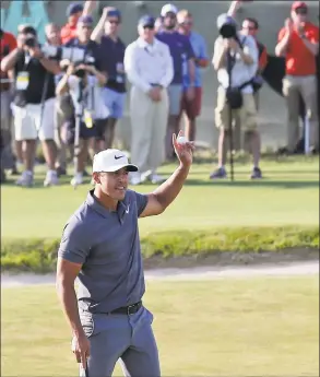  ?? Seth Wenig / Associated Press ?? Brooks Koepka reacts after finishing the final round of the U.S. Open Golf Championsh­ip on Sunday in Southampto­n, N.Y.