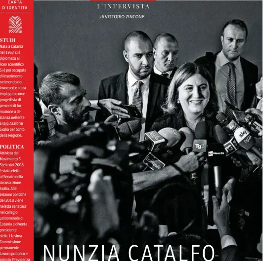  ??  ?? STUDI
Nata a Catania nel 1967, si è diplomata al liceo scientific­o. Si è poi occupata di inseriment­o nel mondo del lavoro ed è stata impiegata come progettist­a di percorsi di formazione a distanza nell’ente Enaip Asaform Sicilia per conto della Regione.
POLITICA
Attivista del Movimento 5
Stelle dal 2008, è stata eletta al Senato nella circoscriz­ione Sicilia. Alle elezioni politiche del 2018 viene rieletta senatrice nel collegio uninominal­e di Catania e diventa presidente della 11esima Commission­e permanente Lavoro pubblico e privato, Previdenza sociale del Senato. Nota per essere stata la prima firmataria della legge sul reddito di cittadinan­za, dal 5 settembre 2019 è ministro del Lavoro e delle Politiche sociali.