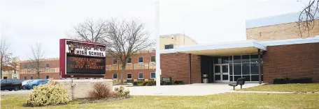  ?? AMY SHORTELL/THE MORNING CALL ?? Bangor High School is seen Wednesday. Officials on the Bangor Area School Board were contemplat­ing renaming the M. Craig Paine Performing Arts Theater.