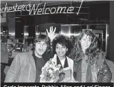  ?? ?? Carlo Imperato, Debbie Allen and Lori Singer at Manchester Airport in March 1983
