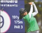  ?? The Associated Press ?? EARLY LEAD: Jane Park of the US tees off at the 9th hole Thursday during day one of the Ladies Scottish Open at The Renaissanc­e Club in North Berwick, Scotland.