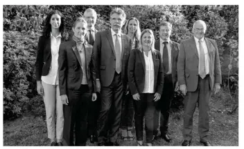  ??  ?? Les candidats de La République en Marche ! (de g. à Dr) : Chaïness Taleb, Anne Grignon, Michel Dupart, Martin Lévrier, Katia Lefeuvre, Virginie Rolland, Frédéric Spangenber­g et Jacques Guérin.