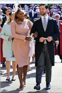  ??  ?? WEDDING GUEST: Serena Williams and her husband, Alexis Ohanian, in Windsor yesterday