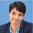  ?? FOTO: AFP ?? Frauke Petry tritt überrasche­nd den Rückzug an.