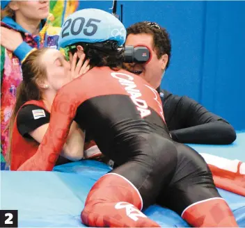  ??  ?? Le monde entier avait craqué lors des Jeux de Vancouver lorsque Marianne St-gelais avait embrassé son amoureux à la suite de la victoire de ce dernier au 1500 m.