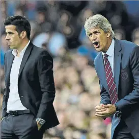  ?? F: GYI ?? Marco Silva y Manuel Pellegrini El West Ham del chileno ganó al Everton del portugués