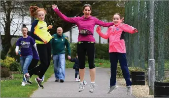  ?? Photo by Dominick Walsh ?? Jumping for joy....a group of local ladies show their support for Sunday’s walk in aid of cyctic fibrosis charity, TLC4CF.