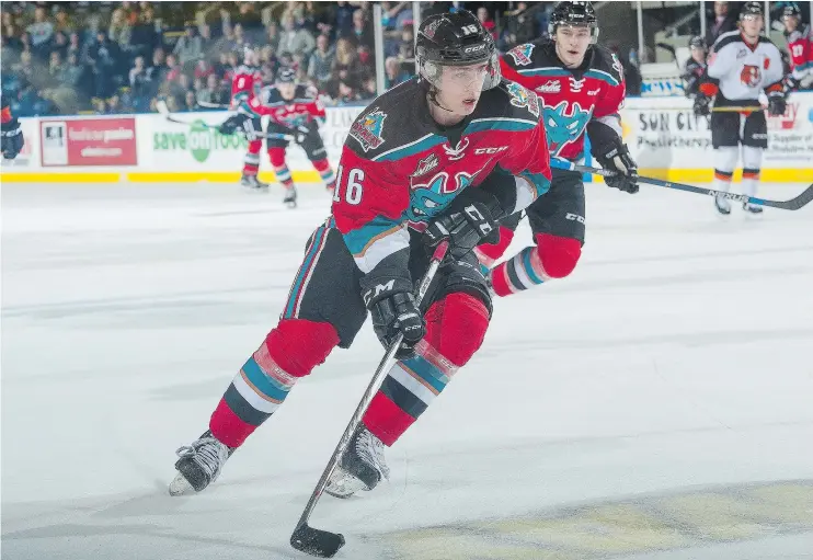  ?? — GETTY IMAGES FILES ?? Kelowna Rockets right wing Kole Lind, who hails from the same Saskatchew­an town as Hayley Wickenheis­er, has 22 points in 12 WHL games this season.