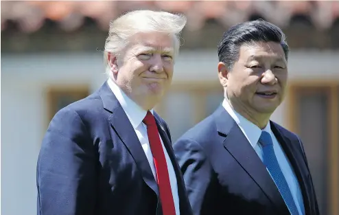  ?? ALEX BRANDON / THE ASSOCIATED PRESS ?? U. S. President Donald Trump has learned that China isn’t the evil empire, and that he can get along with its president, Xi Jinping, writes Kelly McParland.