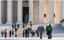  ?? J. Scott Applewhite/Associated Press ?? People leave the Supreme Court after oral arguments in Perez v. Sturgis Public Schools earlier this year in Washington.