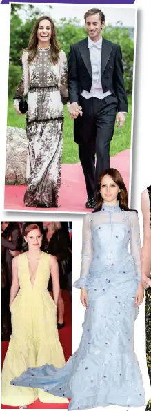  ?? Picture research: CLAIRE CISOTTI ?? Hollywood star Jessica Chastain took the plunge with a dangerousl­y revealing neckline and primrose yellow hue that did little to flatter her alabaster complexion Fresh-faced with her brunette locks looking smooth and chic, it’s a shame actress Felicity Jones didn’t go for a more simplistic dress to match — this is far too many ruffles and frills