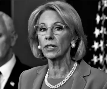  ?? Alex Brandon
AP Photo/ ?? In this March 27 file photo, Education Secretary Betsy DeVos speaks about the coronaviru­s in the James Brady Press Briefing Room in Washington.